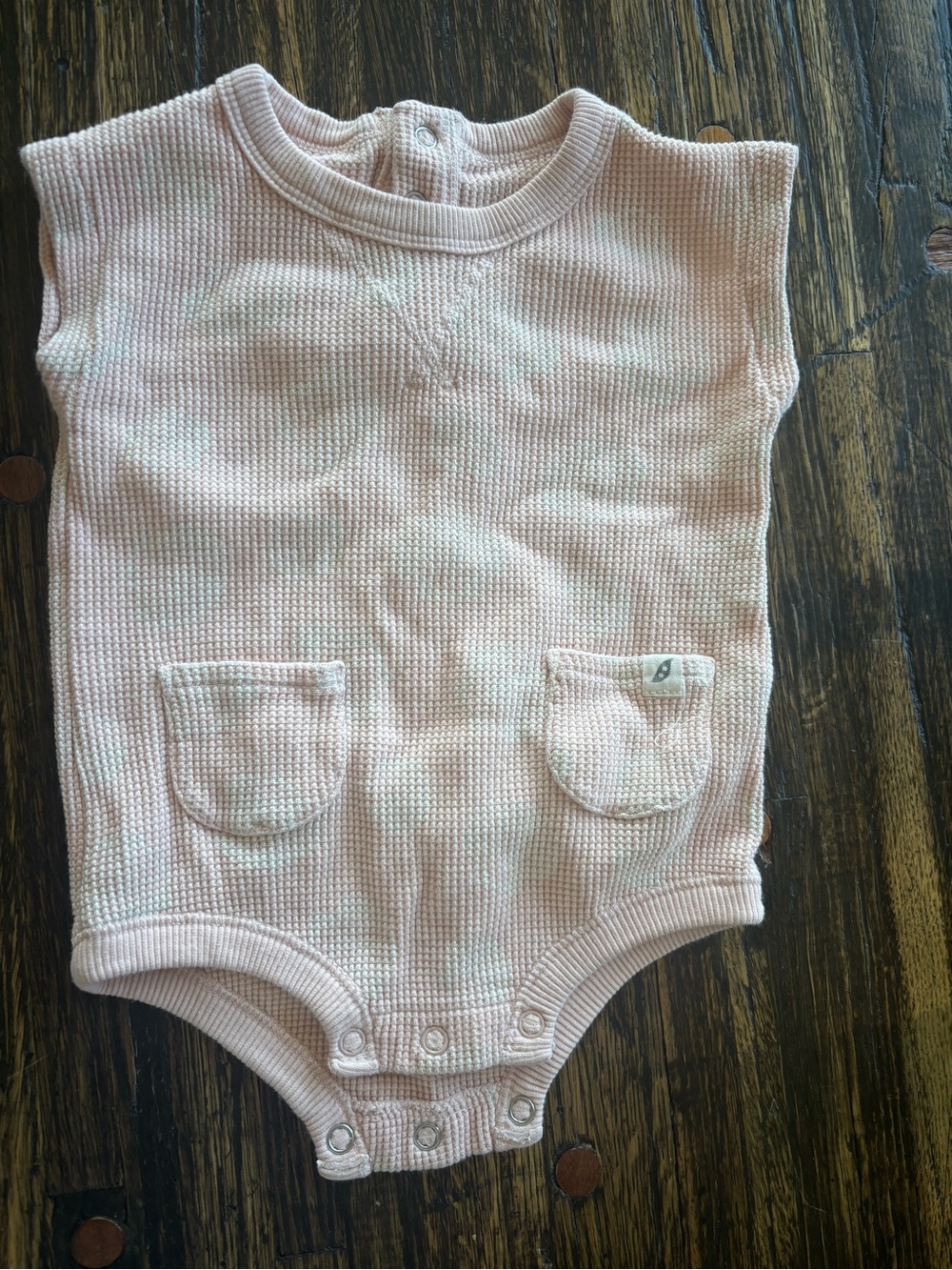 Baby Ribbed Pocket One-Piece in Light Pink 100% organic cotton